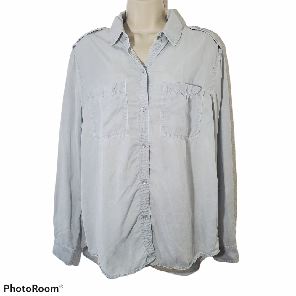 ANTHROPOLOGIE HOLDING HORSES Dimanche Button Down Blouse Blue Size S